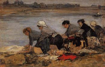 尤金 佈丹 Laundresses on the Bankes of the Touques 尤金 佈丹 Laundresses on the Bankes of the Touques